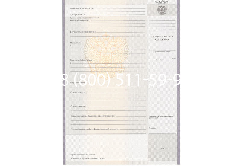Купить Академическая справка образца 2010-2011 год для колледжа в Воронеже